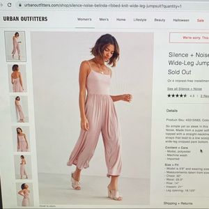 Silence and Noise Belinda Ribbed Knit Jumpsuit